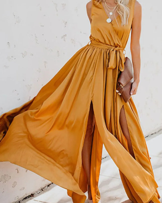 Surplice Tie Waist Maxi Dress