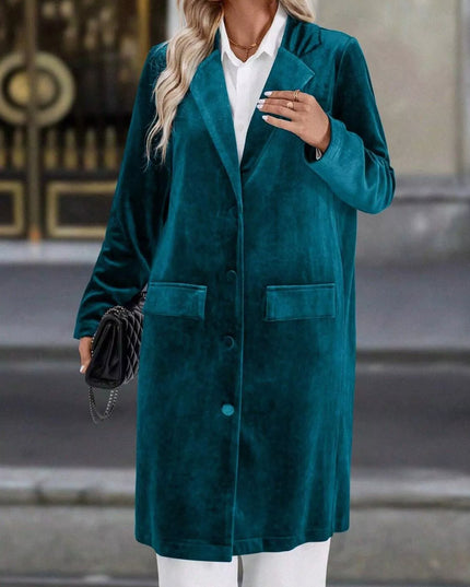 Lapel Collar Long Sleeve Longline Coat