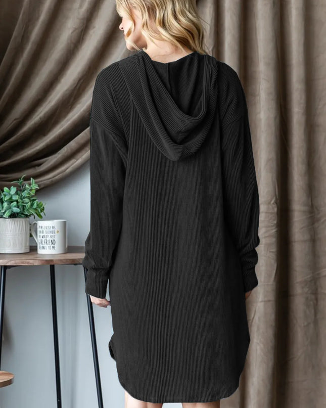 Heimish Ribbed Long Sleeve Hooded Dress