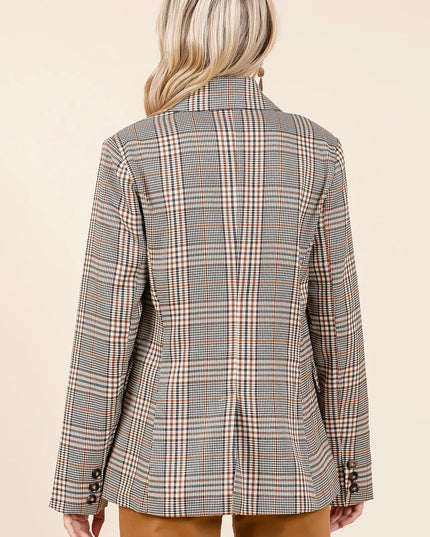 Mittoshop Plaid Double Breasted Relaxed Fit Blazer