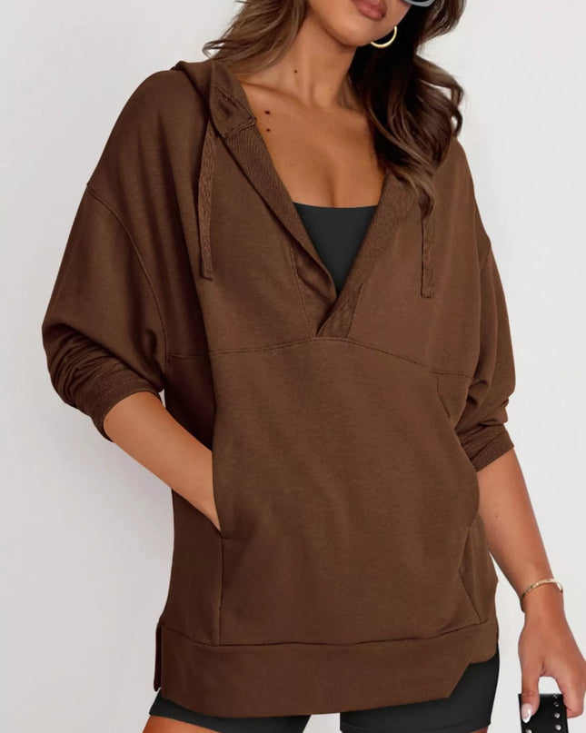 Drawstring Kangaroo Pocket Long Sleeve Hoodie