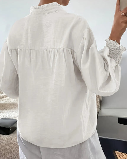 Embroidered Lantern Sleeve Blouse
