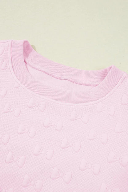 Bow Jacquard Ruffle Cap Sleeve Top and Shorts Set