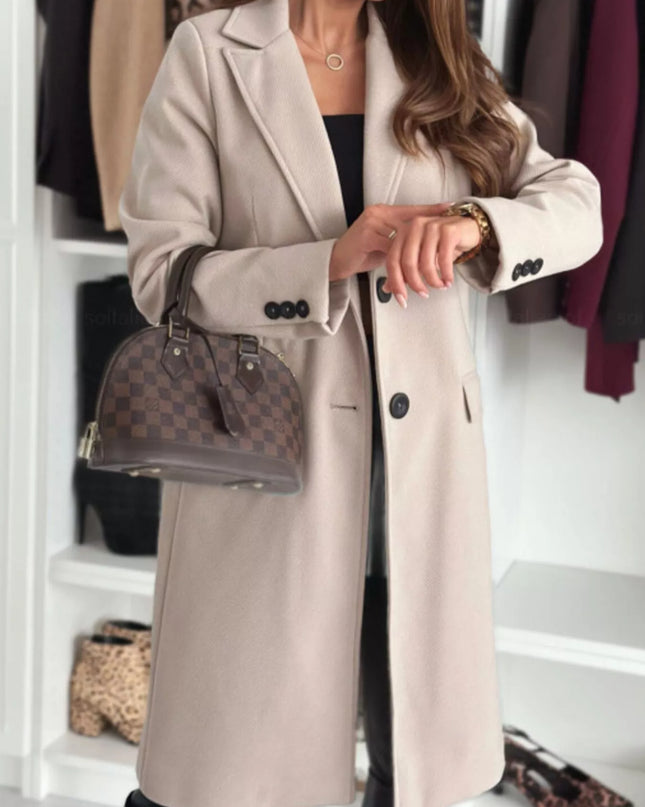 Lapel Collar Long Sleeve Coat