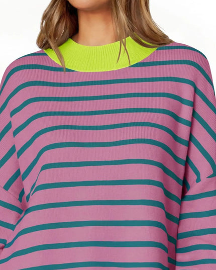 Striped Round Neck Long Sleeve Sweater