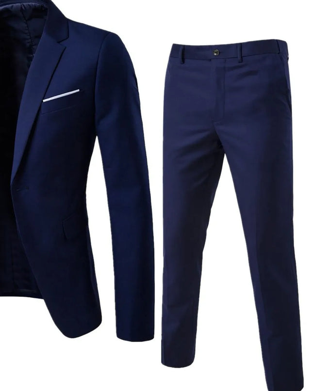 Men's Full Size Slim Fit One Button Top and Pants Two-Piece Blazer Set Plus Size