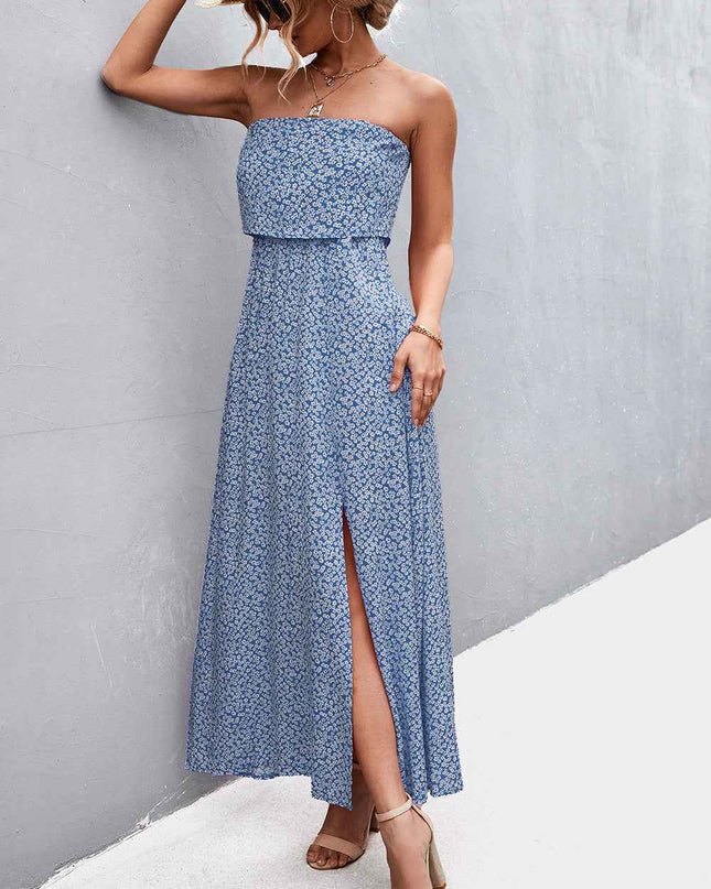 Strapless Split Maxi Dress