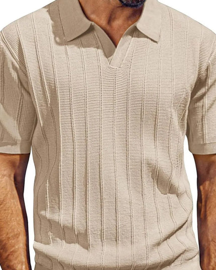 Men's Full Size Textured Collared Neck Short Sleeve Polo Plus Size