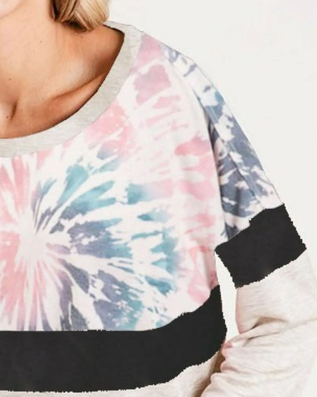 BiBi Mix And Match Color French Terry Wide Neck Top