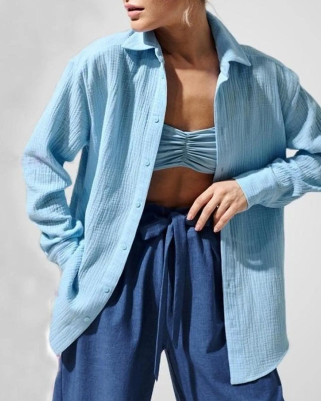 Button Up Long Sleeve Texture Shirt