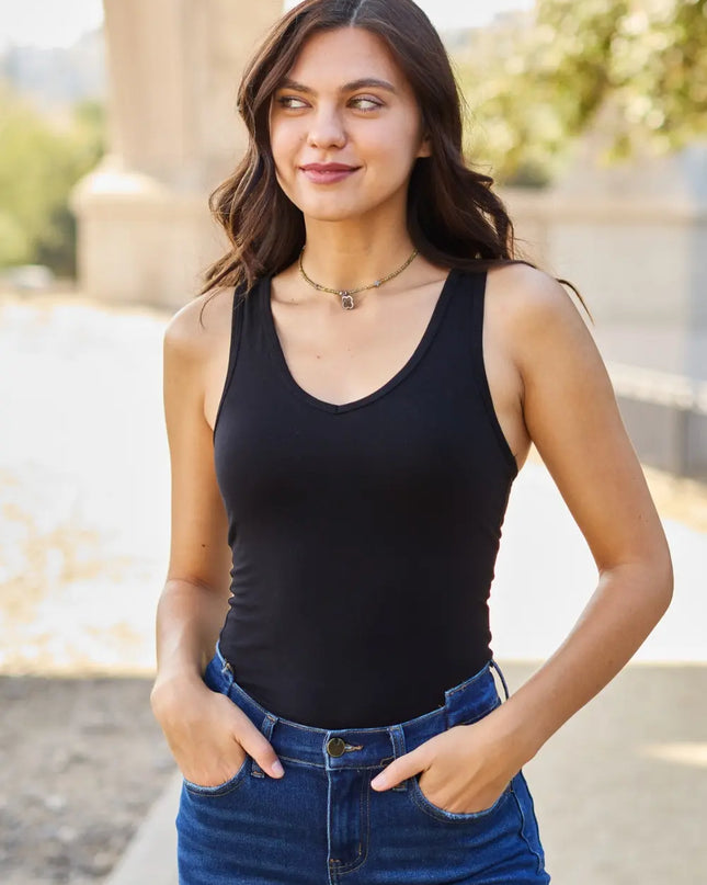 Zenana Racerback Tank Bodysuit