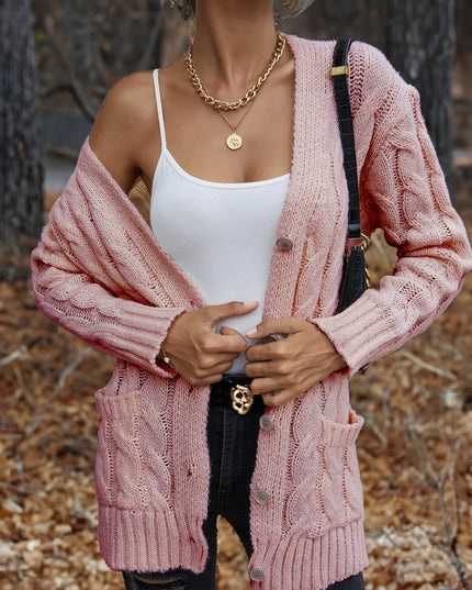 Cable-Knit Button Down Cardigan