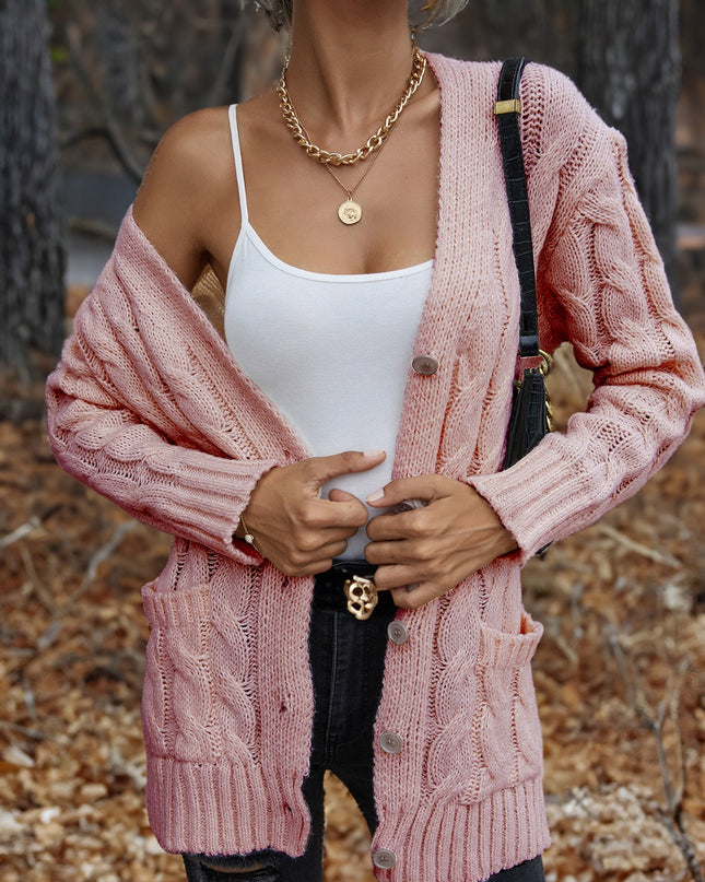 Cable-Knit Button Down Cardigan