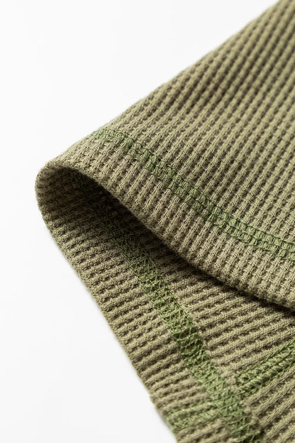 Button Front Contrast Trim Top