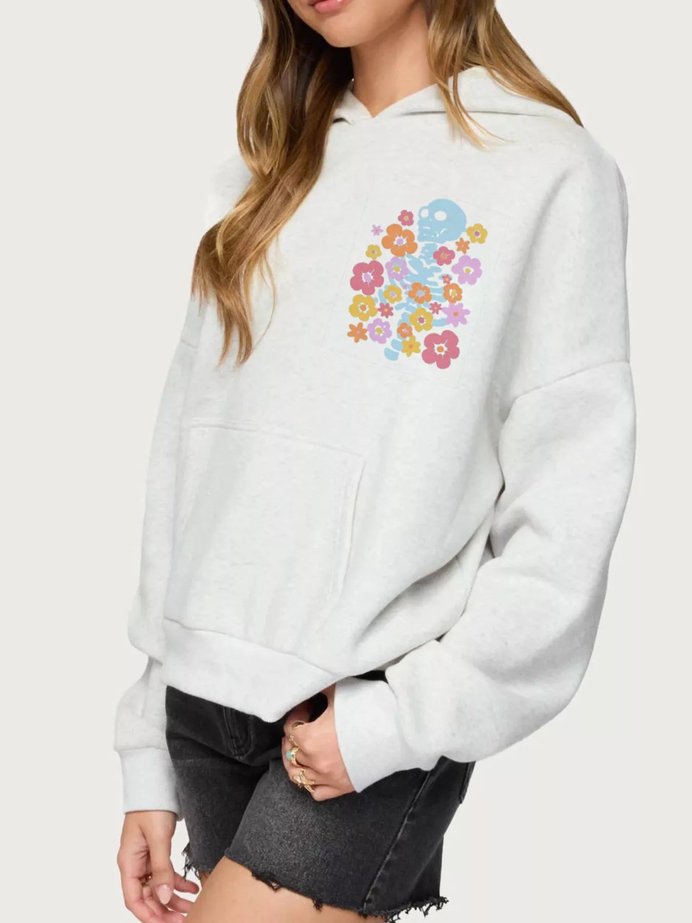 Drop Shoulder Graphic Hoodie with Kangaroo Pocket