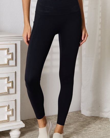 Basic Bae Wide Waistband Sports Leggings Black