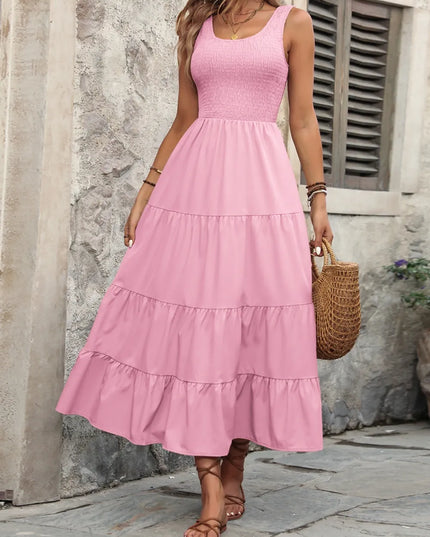 Ivy Lane Smocked Scoop Neck Sleeveless Tank Dress 