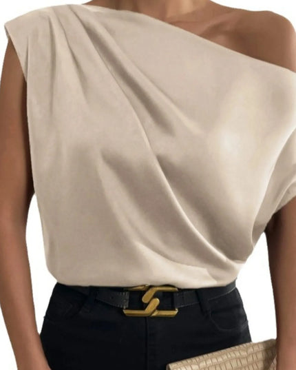 Asymmetrica One-Shoulder Draped Blouse
