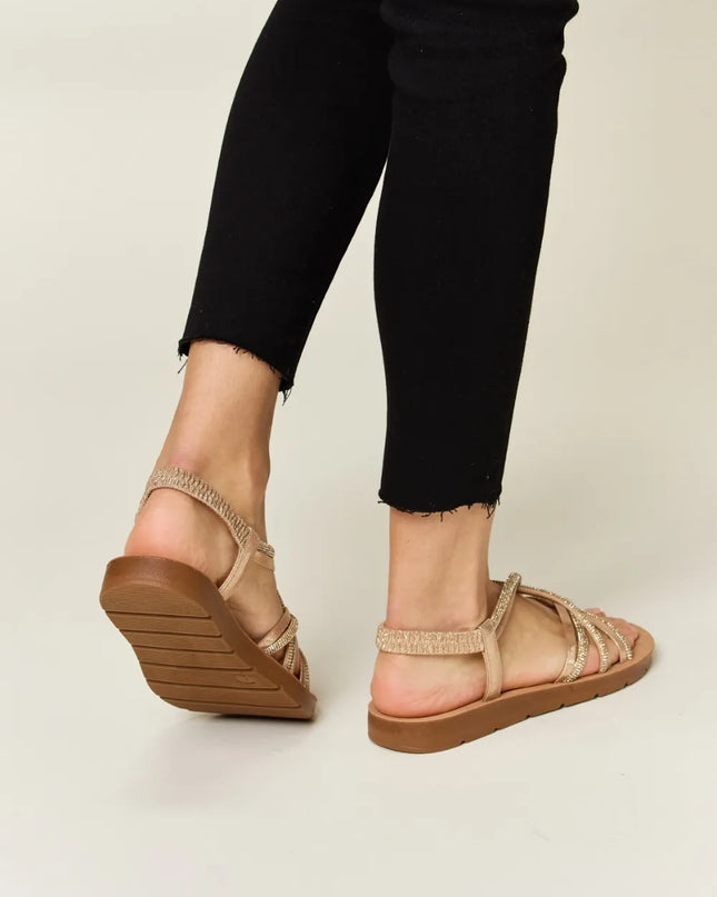 Forever Link Rhinestone Crisscross Flat Sandals