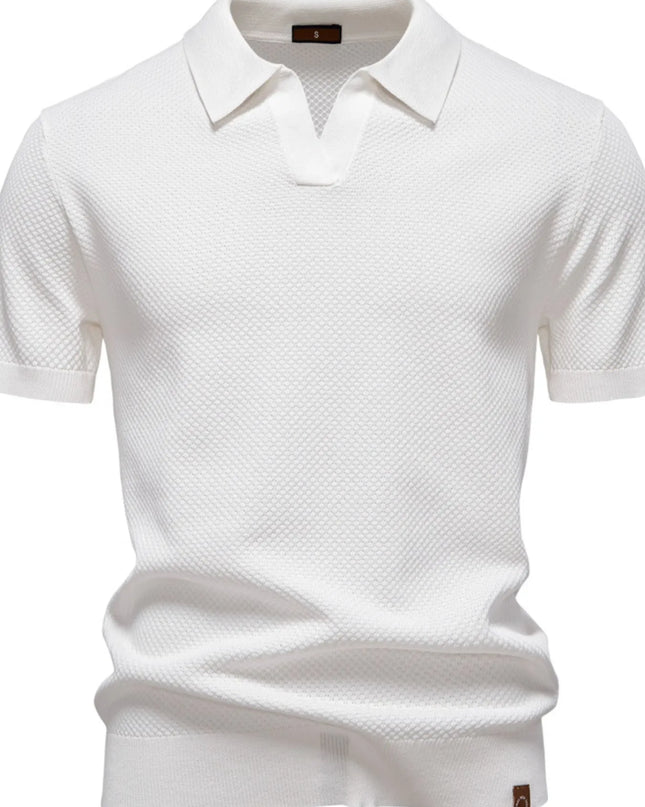 Men's Classic Textured Short Sleeve Polo Shirt White