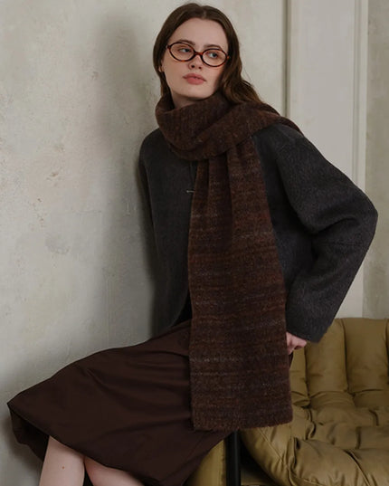 Striped Detail Knit Scarf