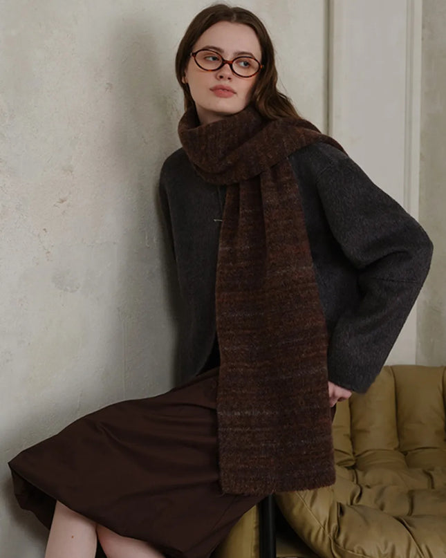 Striped Detail Knit Scarf