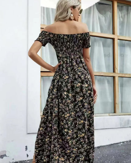 Full Size Slit Off-Shoulder Floral Midi Dress Plus Size