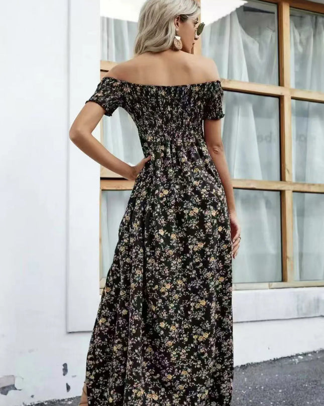 Full Size Slit Off-Shoulder Floral Midi Dress Plus Size