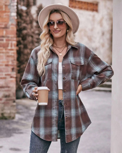 Plaid Button-Down Long Sleeve Shirt
