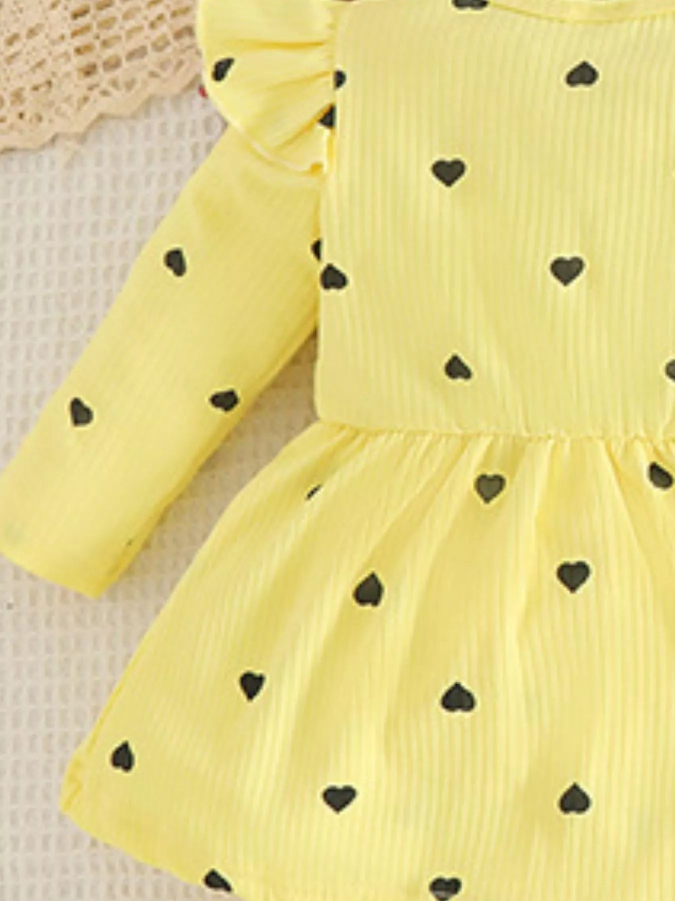 Children's Heart Print Dress & Headband Set