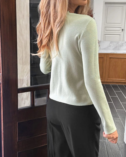 Button-Up Long Sleeve Knit Cardigan