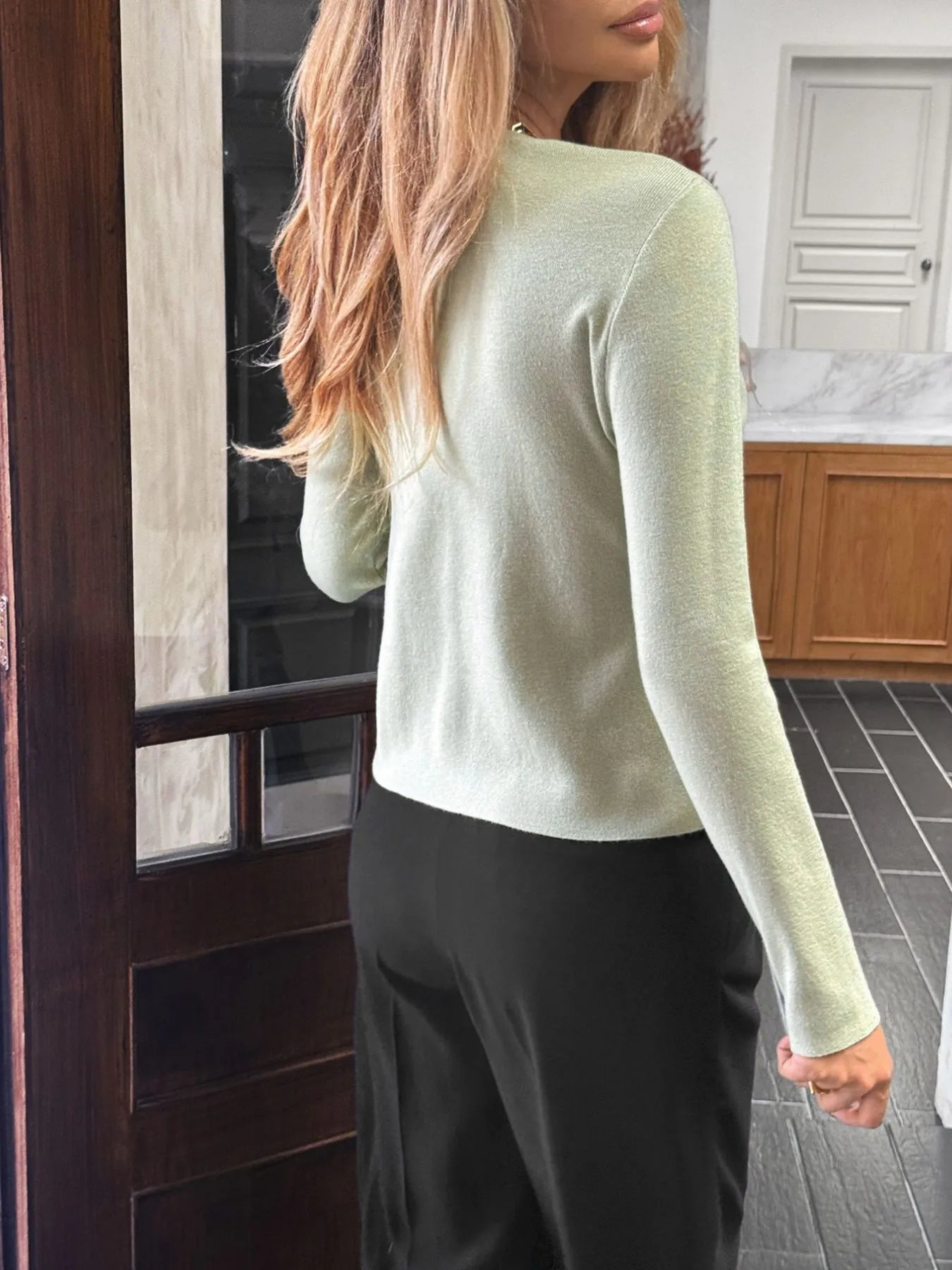 Button-Up Long Sleeve Knit Cardigan