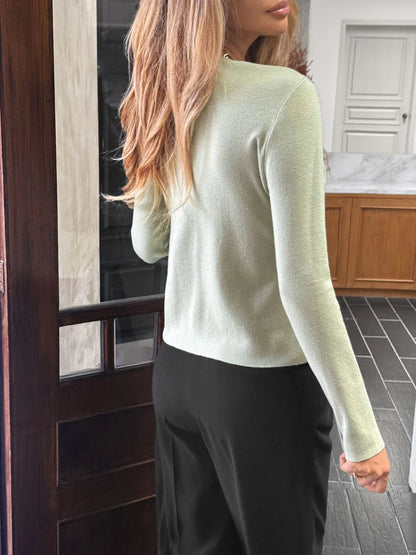 Button-Up Long Sleeve Knit Cardigan