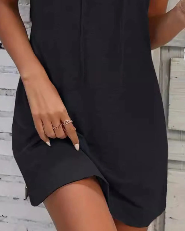 Full Size Drawstring Casual Sleeveless Hooded Mini Dress Plus Size 