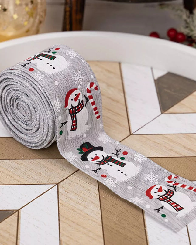 Christmas Snowman Decorative Ribbon Light Gray One Size