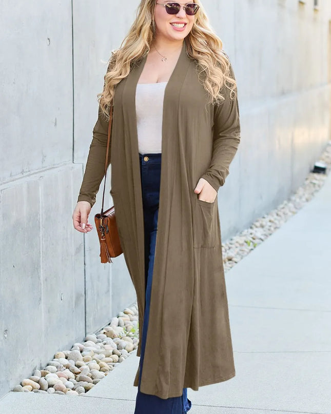 Basic Bae Full Size Open Front Long Sleeve Cover Up