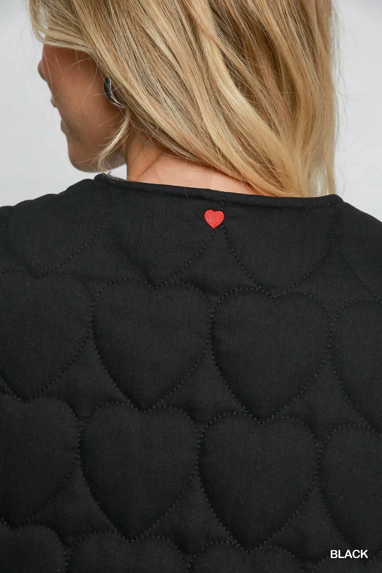Umgee Heart Quilted Tie-Front Vest