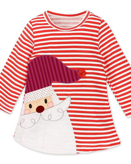 Children's Striped Long Sleeve Dress Striped Hat Dress