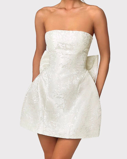 Lace-Up Sleeveless Satin Mini Dress with Bow