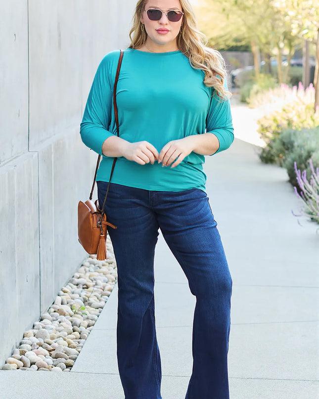 Basic Bae Full Size Round Neck Batwing Sleeve Top