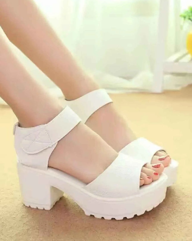 Platform Chunky Heel Sandals with Ankle Strap