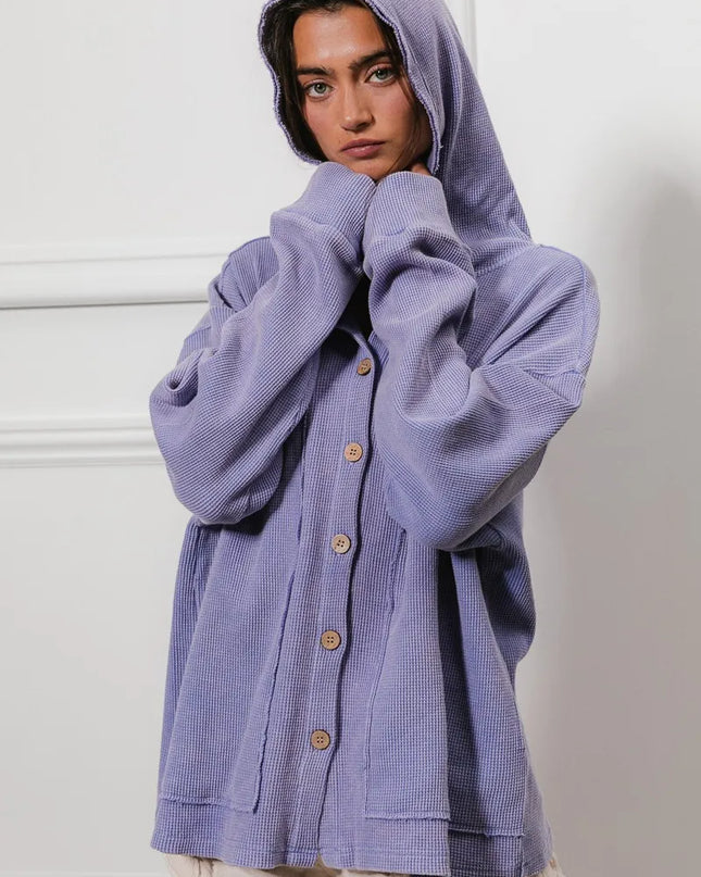 BiBi Washed Waffle Thermal Hooded Jacket