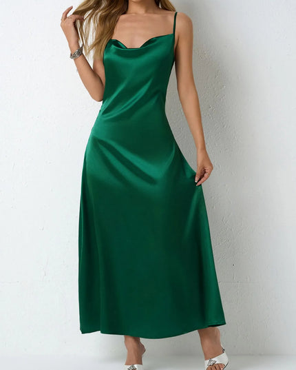 Satin Cowl Neck Cami Dress