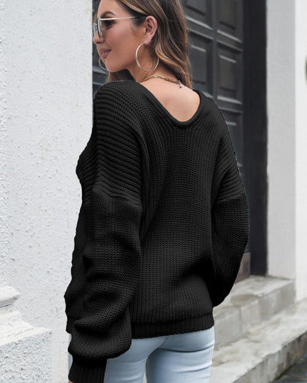 V-Neck Drop Shoulder Sweater