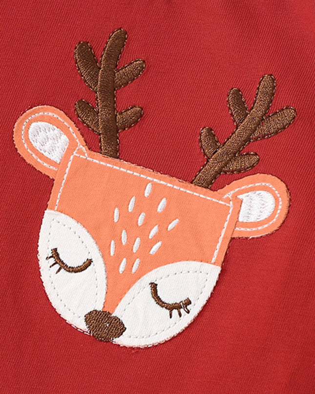 Children's Deer Applique Ruffle Trim Long Sleeve T-Shirt