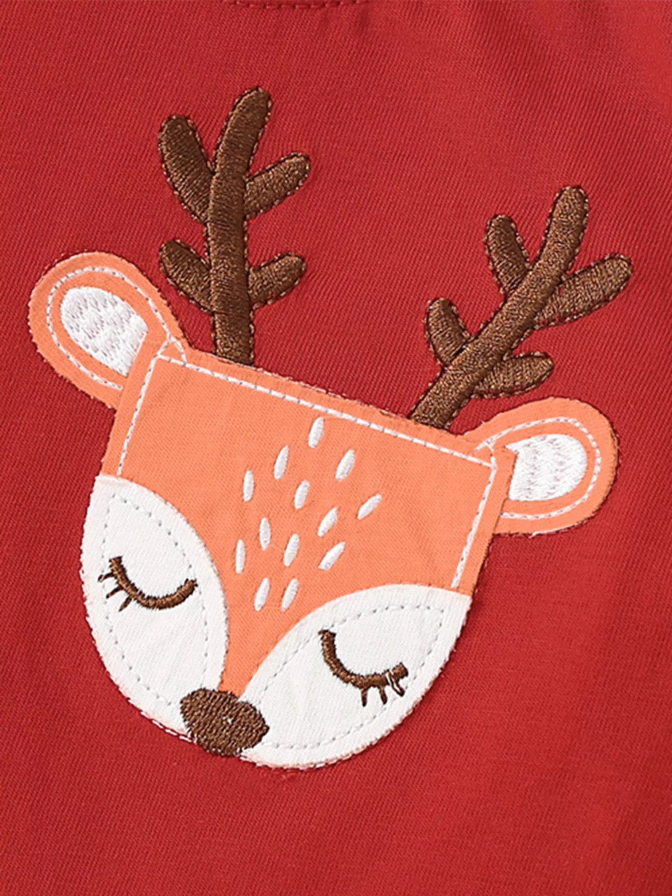 Children's Deer Applique Ruffle Trim Long Sleeve T-Shirt