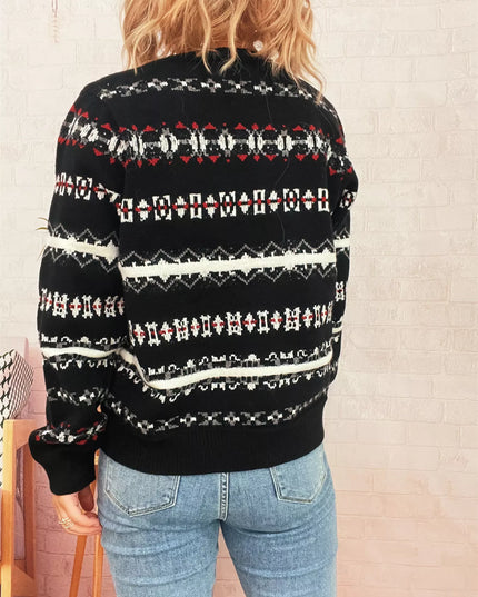 Vintage Pattern Button-Down Cardigan