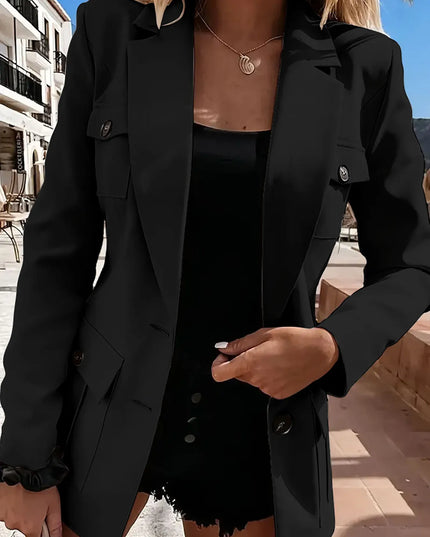Lapel Collar Long Sleeve Blazer