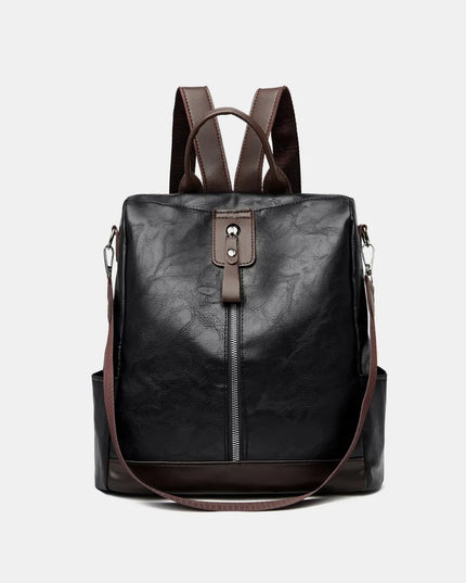 PU Leather Backpack Bag Black One Size