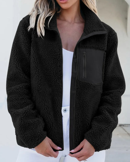 Zip Up Long Sleeve Plush Jacket